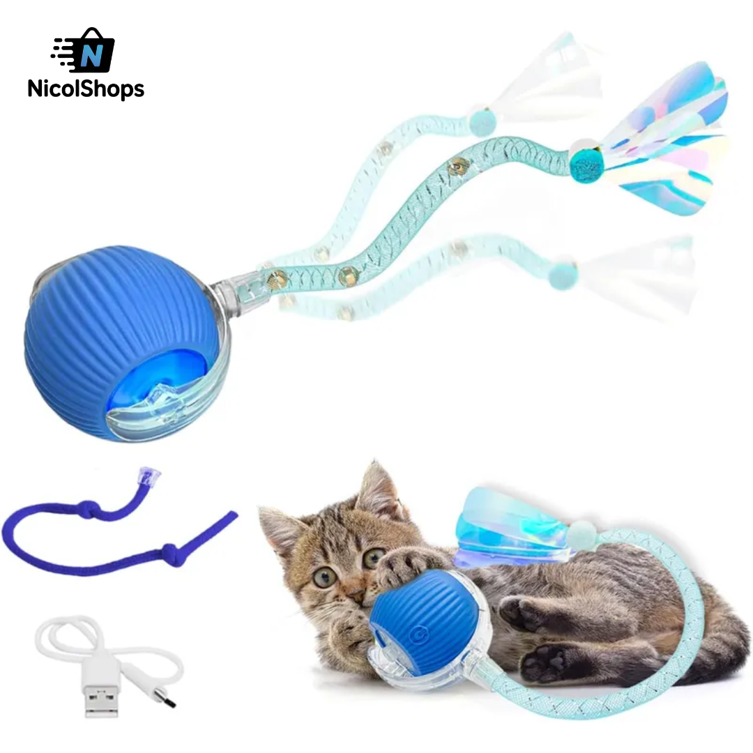 PELOTA INTERACTIVA PARA MASCOTAS CON SOGA JUGUETE INTELIGENTE LED RECARGABLE
