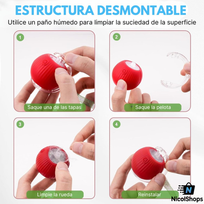 PELOTA INTERACTIVA PARA MASCOTAS CON SOGA JUGUETE INTELIGENTE LED RECARGABLE