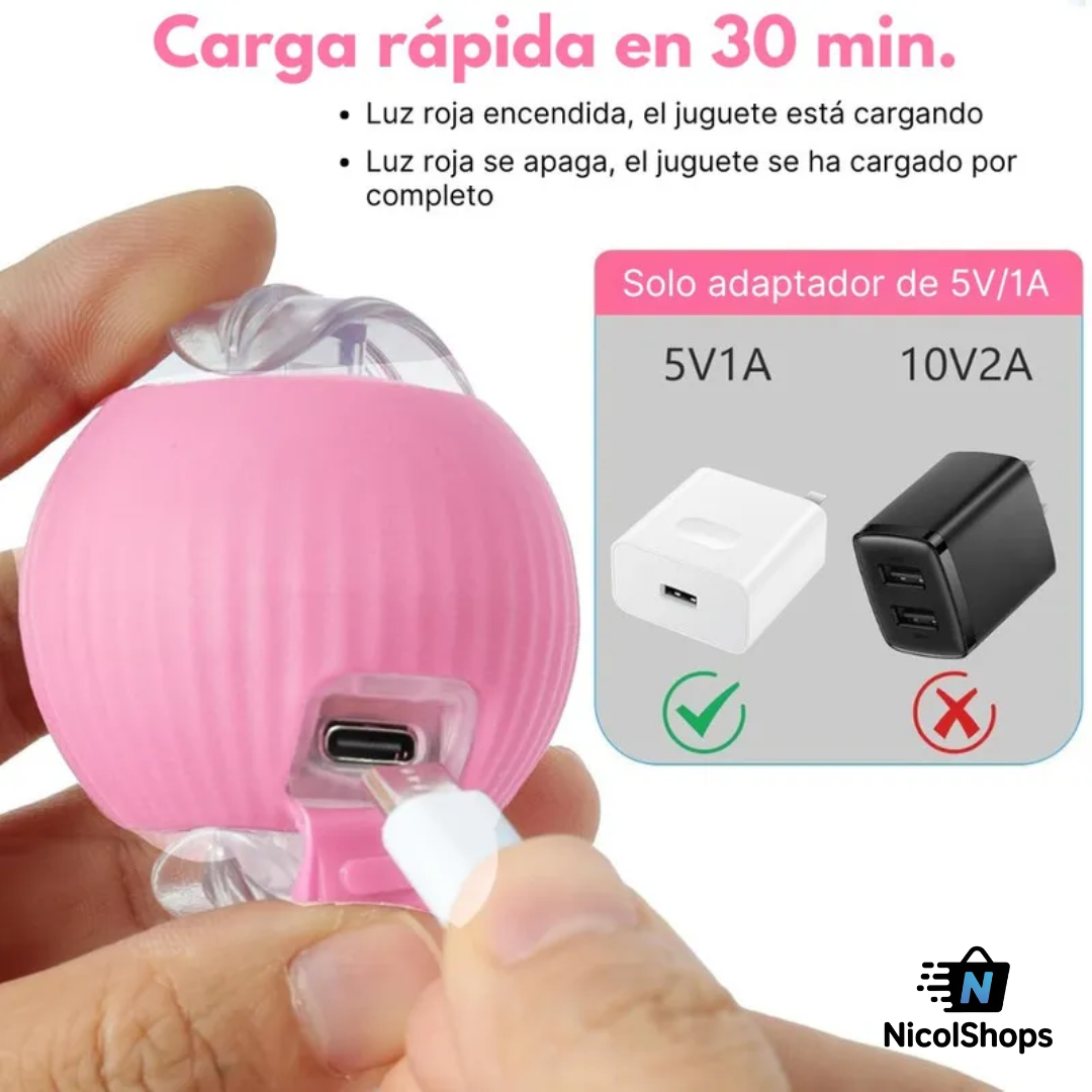 PELOTA INTERACTIVA PARA MASCOTAS CON SOGA JUGUETE INTELIGENTE LED RECARGABLE