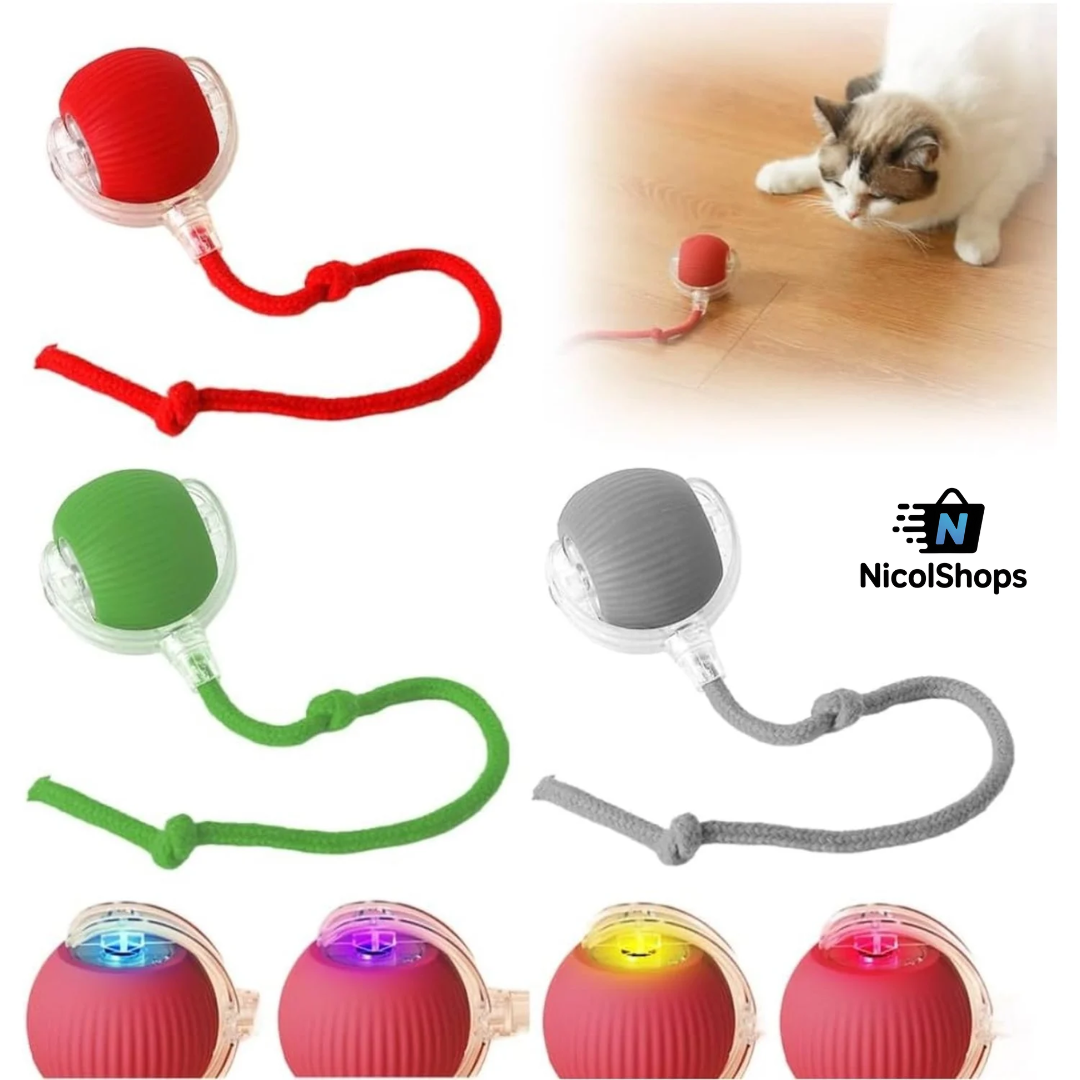 PELOTA INTERACTIVA PARA MASCOTAS CON SOGA JUGUETE INTELIGENTE LED RECARGABLE