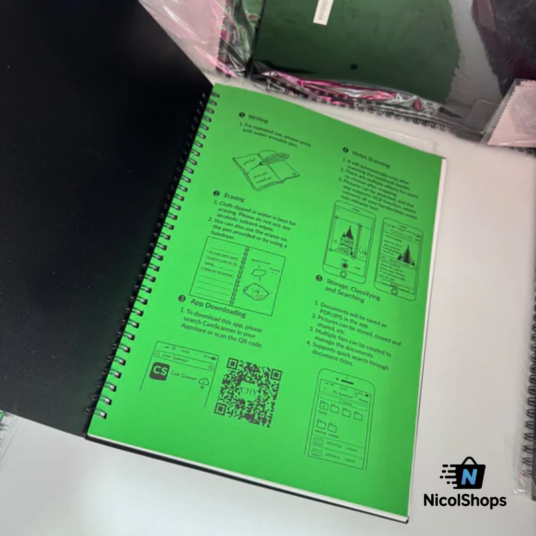 DUO CUADERNO REUTILIZABLE INTELIGENTE SCANEABLE + SET DE CABLES ADAPTADORES MULTIFUNCIÓN