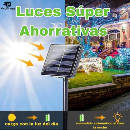 LUCES DE NAVIDAD CON PANEL SOLAR 20 METROS